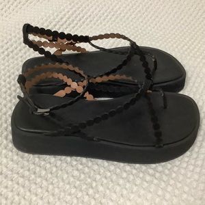 Alaia Black Suede Platform Sandals Size 6